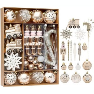GAOMON 50ct Christmas Ball Ornaments for Christmas Trees, Shatterproof Small Baubles Decorative Hanging Ornaments Set for Xmas Tree - 1 of 4