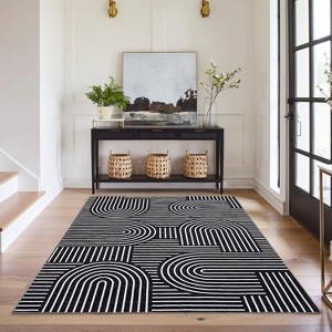 Runner Rug, Modern Minimalist Arched Lines Carpet, Machine Washable Area Rug Pet Friendly for Hallway, Kitchen, Bathroom - 1 of 4