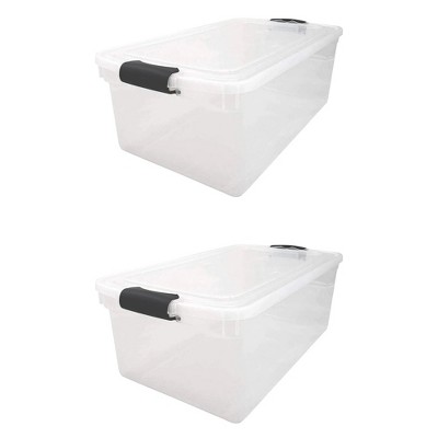 Homz 66 Quart Multipurpose Stackable Storage Container Tote Bins With  Secure Latching Lids For Home And Office Organization, Clear (2 Pack) :  Target