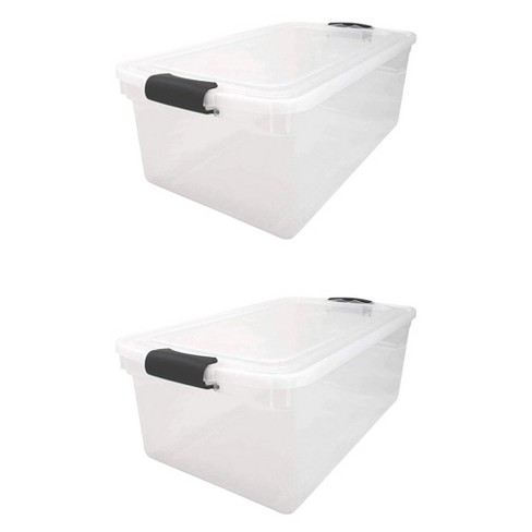 Homz 112-Qt Latching Clear Storage Boxes, Set of 2, Clear