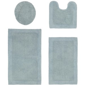 Edge Bath Rug 100% Premium Cotton Ultra-Soft Water Absorbent Tufted Solid Reversible 4 Piece Bathroom Rug Set for Machine Washable Bathmat - 1 of 2