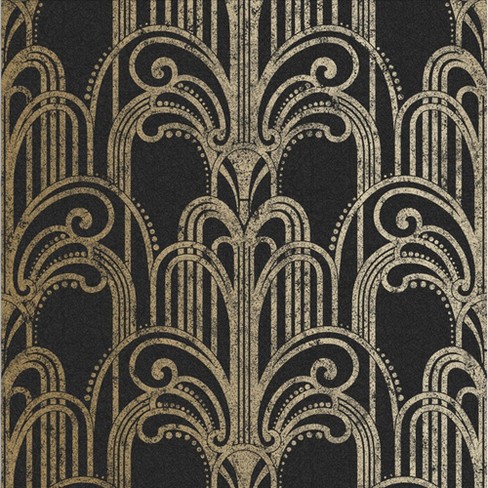 Art Deco Black And Gold Geometric Paste The Wall Wallpaper : Target