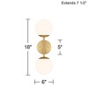 Possini Euro Design Oso Mid Century Wall Light Sconces Set of 2 Soft Gold Hardwire 6" 2-Light Fixture Opal Glass for Bedroom Home - 4 of 4