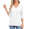Tops for Women Summer Fall Shirts Basic 3/4 Sleeve Tees V Neck Tunics Casual Dressy Blouses - 2 of 3