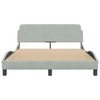 vidaXL Velvet Double Bed Frame with Headboard in Light Gray - Plywood Slats for Stability - 4 of 4