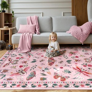 Lahome Machine Washable Back to College Series Animal Life Insects Area Rug - Nature-Inspired Carpet for Living Room, School, Bedroom, or Entryway - 1 of 4