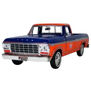 1979 Ford F-150 Custom Pickup Truck "Gulf" Dark Blue and Orange 1/24 Diecast Model Car by Motormax - 1 of 3