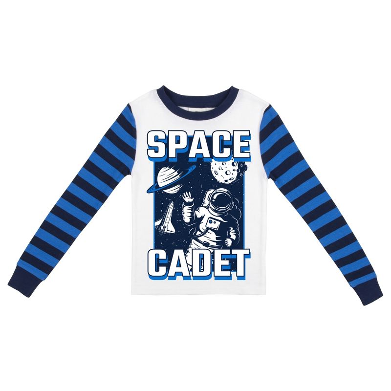 Space Cadet Blue-and-Black-Striped Long-Sleeve Pajama Set, 2 of 5