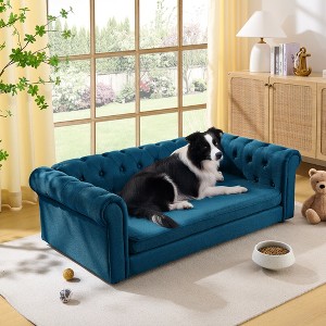 KWPZQEB Rectangular pet bed, Elevated Plush Dog Couch for Big and Oversized Dogs, Modern and Fashionable Linen Fabric Dog Sofa - 1 of 4