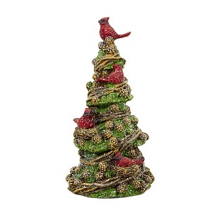 Roman 7.0 Inch Pinecone Tree W/Cardinal Red Bird Tree Sculptures - 1 of 3