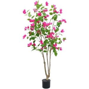 4.9ft Bougainvillea Artificial Tree with Flowers and Leaves in Pot, Realistic Fake Bougainvillea Tree for Home Office Decor - 1 of 4