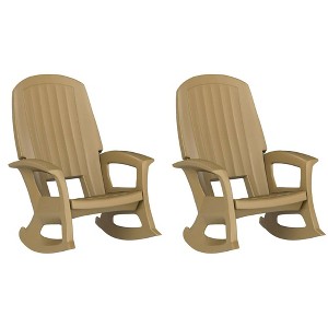 Semco Rockaway Heavy-Duty Outdoor Rocking Chair w/Low Maintenance All-Weather Porch Rocker & Easy Assembly for Deck and Patio, Taupe (2 Pack) - 1 of 4
