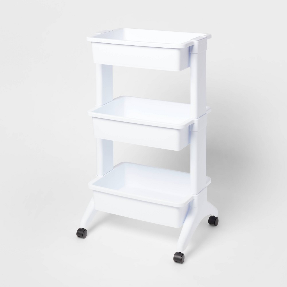 3 Tier Utility Cart White - Brightroom™: Portable Rolling Storage with Wheels, Universal Organization, No Assembly Required