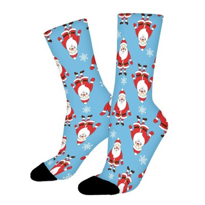 Dsane Cartoon Santa Claus Women Printed Crew Socks Funny Funky Socks Soft Polyester Novelty Gifts for Artists Men