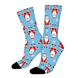 Dsane Cartoon Santa Claus Women Printed Crew Socks Funny Funky Socks Soft Polyester Novelty Gifts for Artists Men - 1 of 1