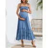 Sleeveless Maternity Dress Women's Summer Spaghetti Strap Smocked Tiered Flowy Maxi Dress for Baby Shower Photoshoot - 4 of 4
