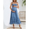 Sleeveless Maternity Dress Women's Summer Spaghetti Strap Smocked Tiered Flowy Maxi Dress for Baby Shower Photoshoot - image 4 of 4