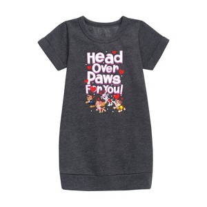 Girls' - Paw Patrol - Head Over Paws For You Graphic Short Sleeve Fleece Dress - 1 of 4