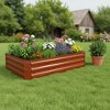 HomeRoots 12" X 48" Brown Steel Rectangular Raised Garden Bed - 2 of 4