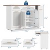 Rattan Rolling Kitchen Island Table on Wheels with Drop Leaf, Tilt Out Trash Can Cabinet with 2 Door, Storage Cabinet, 2 Drawer - 2 of 4