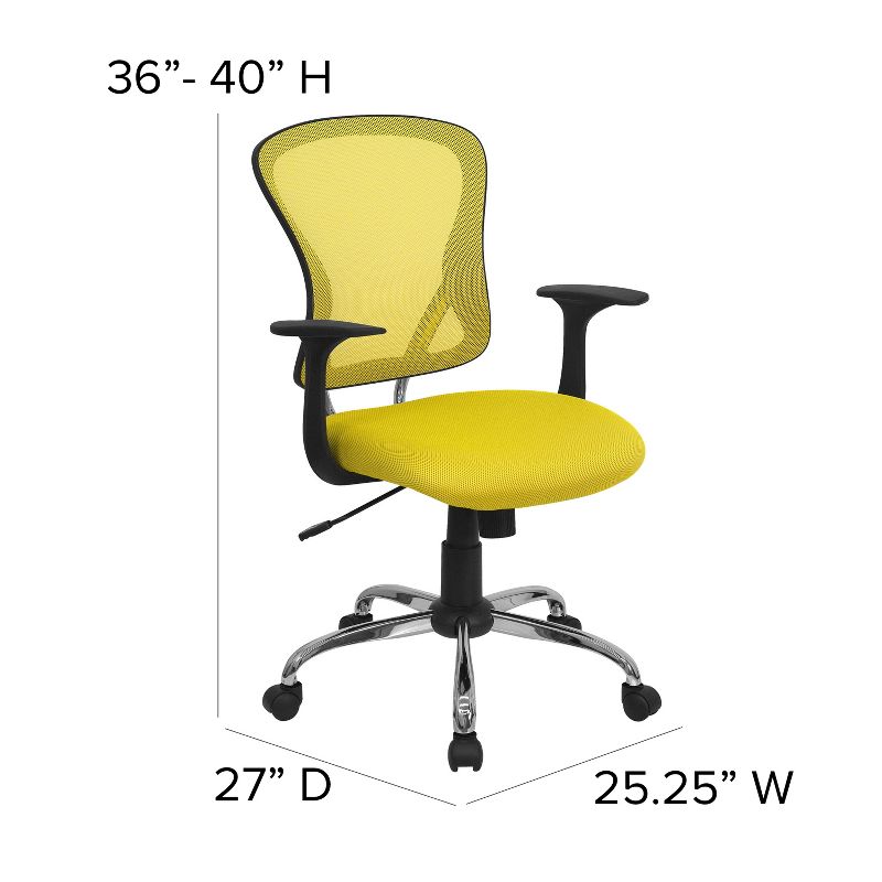 Emma and Oliver Mid-Back Mesh Swivel Task Office Chair with Chrome Base and Arms, 5 of 14