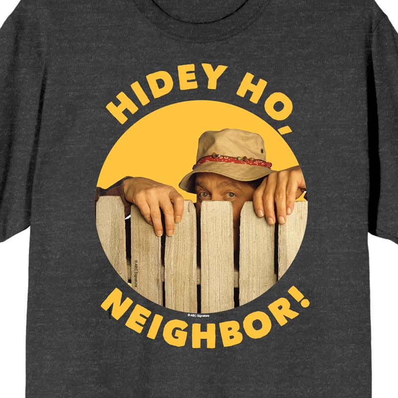 Home Improvement Hidey Ho, Neighbor! Women's Charcoal Heather Short Sleeve Tee Shirt, 2 of 4