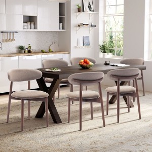 Set of 2 Modern Upholstered Wood Dining Chairs with Fabric Seat and Foot Pegs, Kitchen Side Chairs for Dining Room or Cafe - 1 of 4