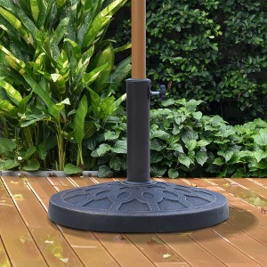 Okak Round Resin Umbrella Base with Easy Setup Design, Umbrella Stand with Beautiful Decorative Pattern, Patio Umbrella Base for Deck, Bronze - 1 of 4