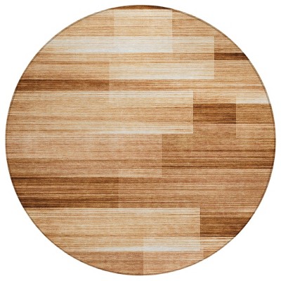 Rust And Ivory Striped Washable Indoor Outdoor Area Rug