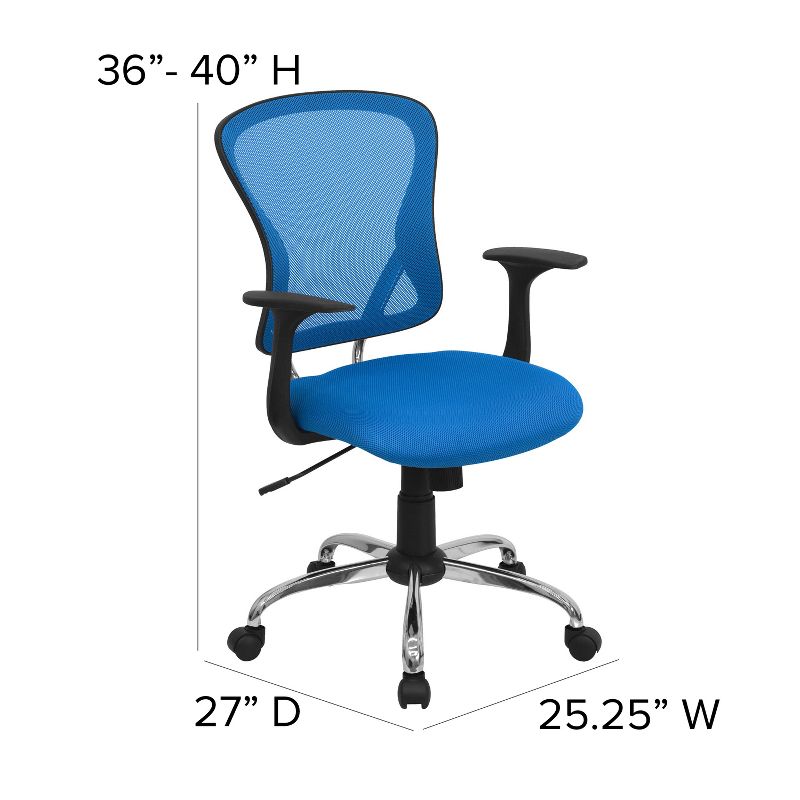 Flash Furniture Mid-Back Mesh Swivel Task Office Chair with Chrome Base and Arms, 5 of 14