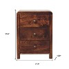 HomeRoots 24" Walnut Solid Wood Three Drawer Nightstand - 3 of 4