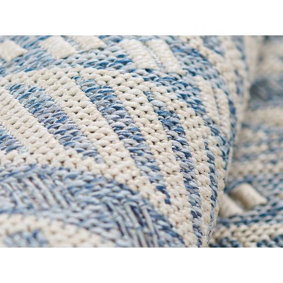 8' x 10' Blue Synthetic Stain-Resistant Rectangular Rug