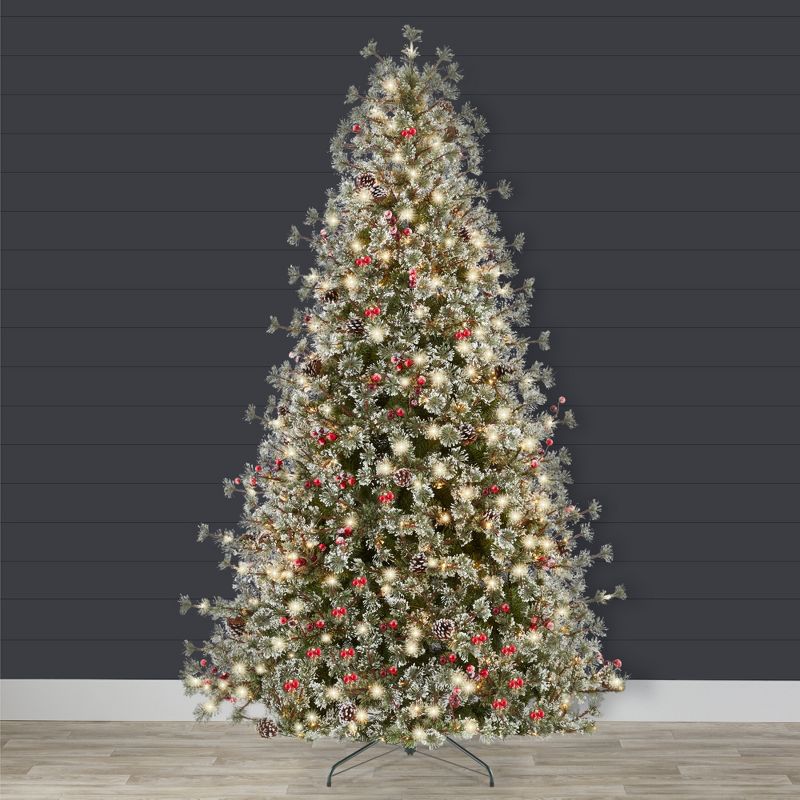 Best Choice Products Pre-Lit Semi-Flocked Cashmere Pine Christmas Tree w/ 2-in-1 LED Lights, 1 of 9