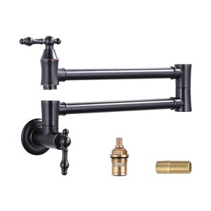 WOWOW Wall Mounted Pot Filler Faucet with Double Joint Swing Arms in Brushed Nickel - 1 of 4