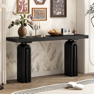 Modern Console Table with Unique Curved Legs, MDF & Acacia Veneer, Elegant Entryway Table Sofa Table for Living Room & Hallway - ModernLuxe - 1 of 4
