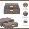 Cheung's Ausel Crinkled Gloss Pattern Set of 2 Boxes with Gold Handles - Dark Gray - 2 of 4
