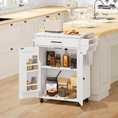 Acoinel Kitchen Island,Kitchen Storage Island with Large Worktop, Spice Rack and Drawer