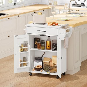 Acoinel Kitchen Island,Kitchen Storage Island with Large Worktop, Spice Rack and Drawer - 1 of 4