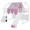 NicBex Full Loft Bed House Shape Wooden Bed Frame with Tent, Storage Compartments, Padded Slide, Ladder and Guardrail, No Box Spring Required - 3 of 4