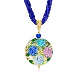 Ross-Simons Italian Multicolored Murano Glass Hydrangea Pendant Multi-Strand Necklace in 18kt Gold Over Sterling - 1 of 4