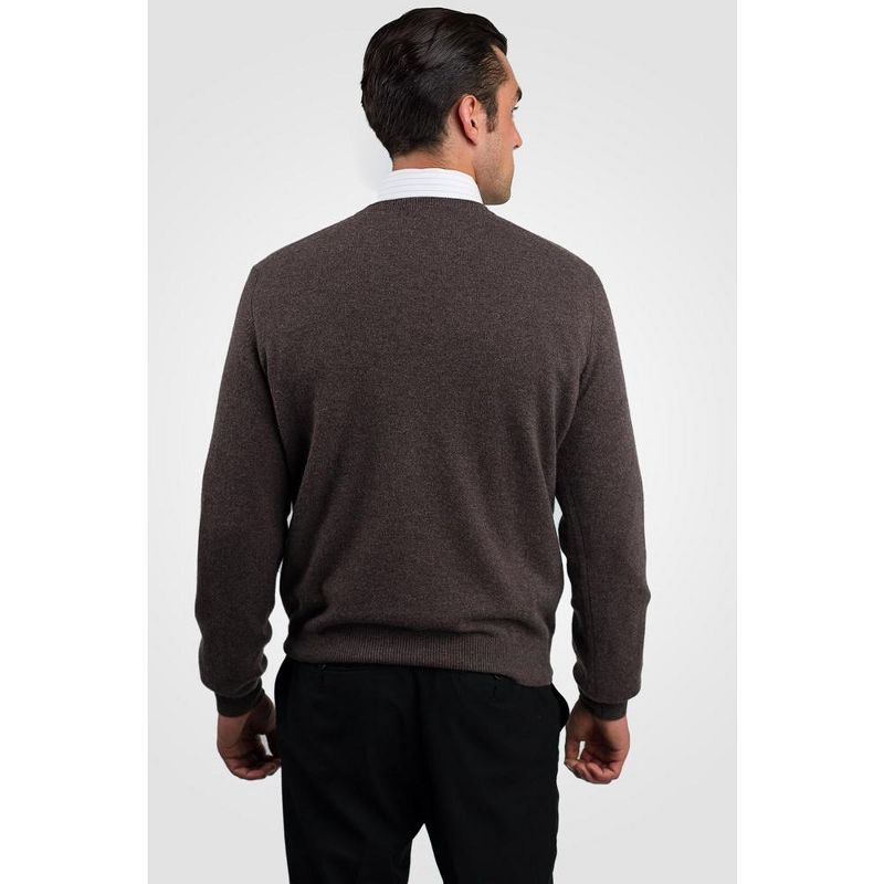 JENNIE LIU Men's 100% Pure Cashmere Long Sleeve Pullover V Neck Sweater, 4 of 5