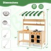Costway Kids Mud Kitchen Outdoor Wooden Pretend Play Kitchen w/ 4 Stoves, Canopy,Faucet - 2 of 4