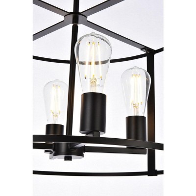 Agnys Black Metal 4-Light Pendant with Adjustable Rod