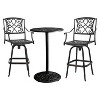 Santa Maria 3-piece Cast Aluminum Patio Bistro Bar Set - Copper - Christopher Knight Home: Weather-Resistant, 2 Arm Chairs - 2 of 4