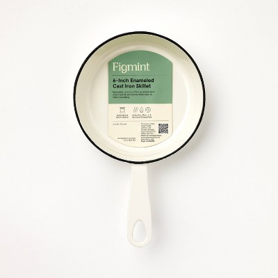 6 Enameled Cast Iron Skillet Cream - Figmint™: Even-Heating, Oven-Safe, Hand Wash, Induction Compatible