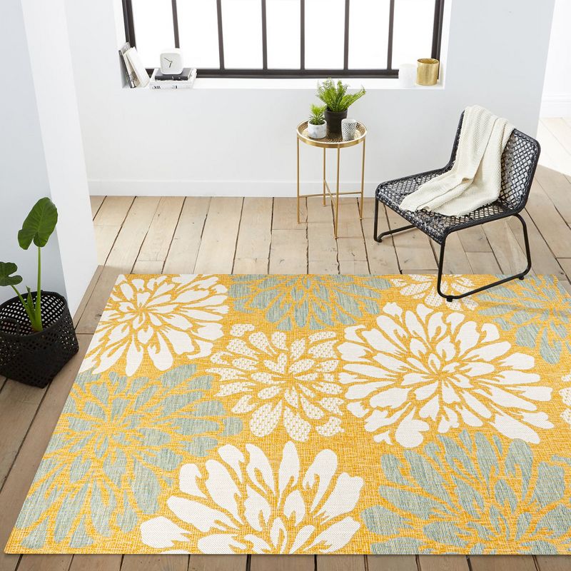 Zinnia Modern Floral Textured Weave Indoor/Outdoor Area Rug - JONATHAN Y, 3 of 16