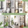 Over - Toilet Storage Rack 3 - Tier Bathroom Organizer Shelf with Hanging Bar Industrial Metal Frame Rustic Wood Shelves Space - 2 of 4