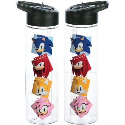 Sonic Tails Knuckles Glow in the Dark Gamer Kids Water Bottle