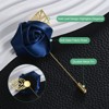 Unique Bargains Wedding Groom Suit Ribbon Rose Flower Lapel Pin with Gold Leaf 1 Pc - 2 of 4