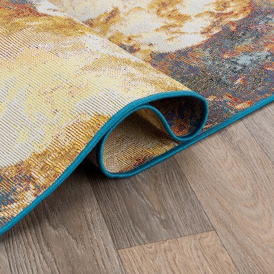 Contemporary Abstract Clouds Multi-Color Synthetic 5' x 7' Area Rug